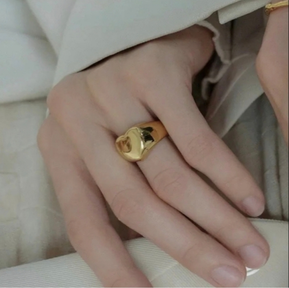 18K YELLOW GOLD OVER STAINLESS STEEL RING - Picture 3 of 7